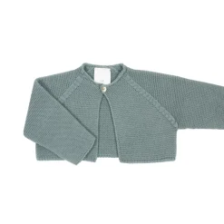 Aquarelle green short thick knit cardigan