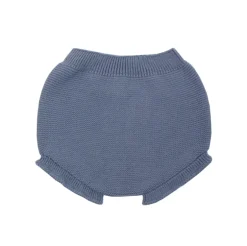 Baby medium blue knit bloomer with ruffles