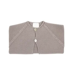Beige buttoned thick knit cardigan