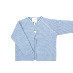 Blue buttoned thick knit cardigan