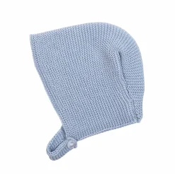 Blue knit baby bonnet