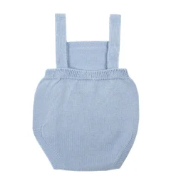 Blue knit baby dungaree