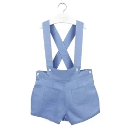 Blue linen blue short with braces
