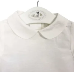 Bodysuit -blouse linen cotton short sleeves and peter pan collar