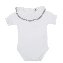 Bodysuit s/s lace batiste in gray