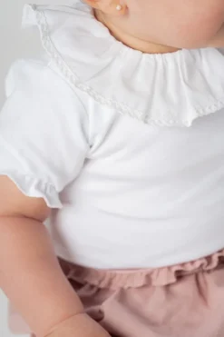 Bodysuit s/s lace batiste in white