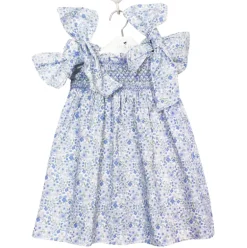 Bow dress in Blue Almudena print