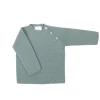 Buttoned thick knit aquarelle green sweater
