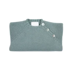 Buttoned thick knit aquarelle green sweater
