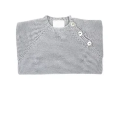 Buttoned thick knit grey sweater