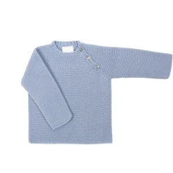 Buttoned thick knit sweater in blue