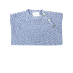 Buttoned thick knit sweater in blue