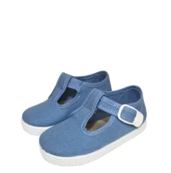 Canvas T-strap shoes in blue