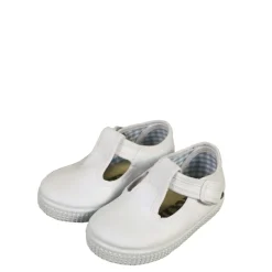 Canvas T-strap shoes in white