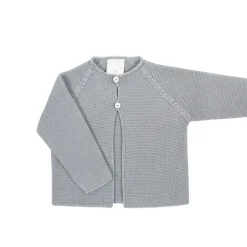 Grey buttoned thick knit cardigan