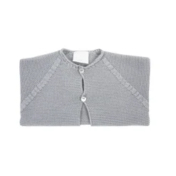 Grey buttoned thick knit cardigan