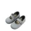Grey canvas mary jane shoes with button