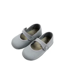 Grey canvas mary jane shoes with button