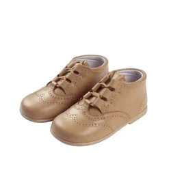 Lace up brogue boots in beige