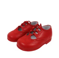 Lace up brogue leather shoes in red