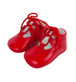 Lace up pram brogue shoes red