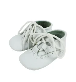 Lace up pram brogue shoes white