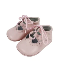 Lace up pram brogue shoes pink