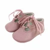 Lace up pram brogue shoes pastel pink