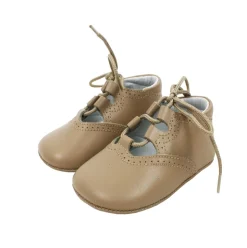 Lace up pram brogue shoes dark beige