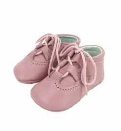 Lace up pram brogue shoes pastel pink