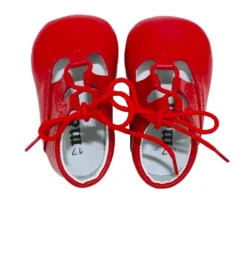 Lace up pram brogue shoes red
