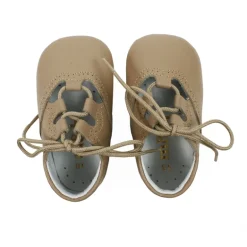 Lace up pram brogue shoes dark beige