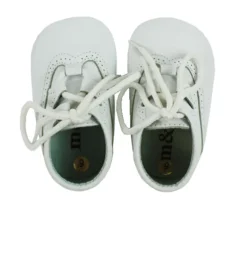 Lace up pram brogue shoes white