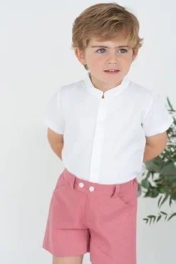 Linen cotton coral shorts