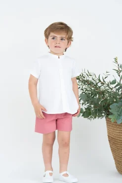 Linen cotton coral shorts