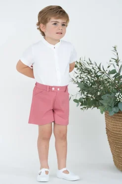 Linen cotton coral shorts