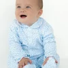 Long sleep flowers suit blue and white