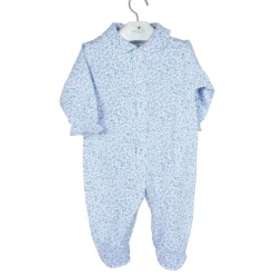 Long sleep flowers suit blue and white
