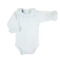 Long sleeve bodysuit with batiste collar in blue