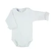 Long sleeve bodysuit with batiste collar in white