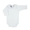 Long sleeve bodysuit with piqué Peter Pan collar in white