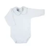 Long sleeve bodysuit with Peter Pan piqué collar in grey