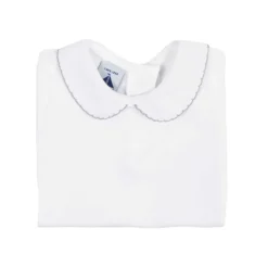 Long sleeve bodysuit with Peter Pan piqué collar in grey