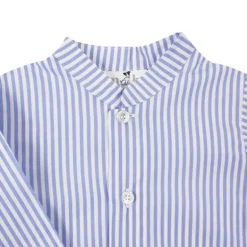 Mao collar shirt blue stripes