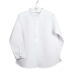 Mao white linen shirt three buttons L/S