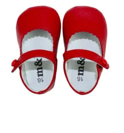Mary Jane pram shoes red