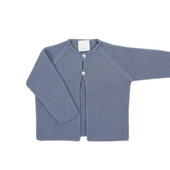 Medium blue long thick knit cardigan