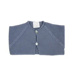 Medium blue long thick knit cardigan