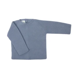 Medium blue thick knit sweater.