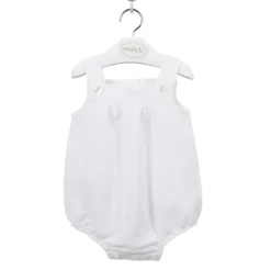 m&h baby romper white linen